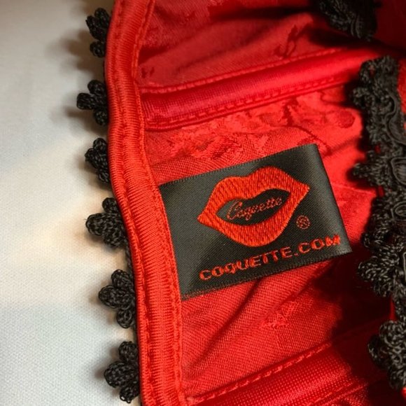 Coquette Lace Up Boned Bustier Waist Cincher Body Shaper Corsets Red Size XL - Picture 7 of 9